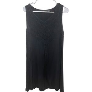 Flying High Embroidered Dress Sleeveless Casual Summer Black Dress Size S